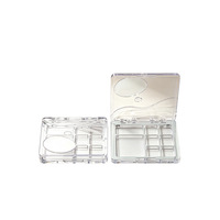 Pochette arrière rectangulaire, entièrement transparente, couvercle irrégulier, design irrégulier en forme de 8, boîte à fards à paupières, emballage en plastique