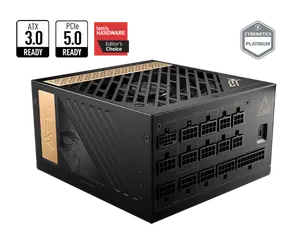 MS1 MEG Ai1000P PCIE5 Gaming Power Supply ATX 3.0 supported with 80 PLUS Platinum certified and 100% Japanese 105 capacitor