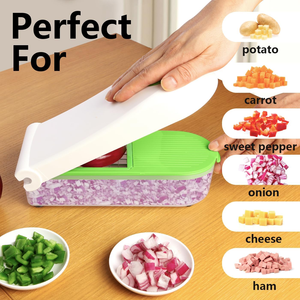 Hachoir à légumes, gadgets de cuisine avec 2 lames, hachoir à légumes, oignon, concombre, <span class=keywords><strong>mandoline</strong></span> polyvalente - Product Image 4