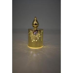 Bougie en verre doré avec 10 nano-LEDs à lumière chaude H. 13,5 cm - Product Image 1