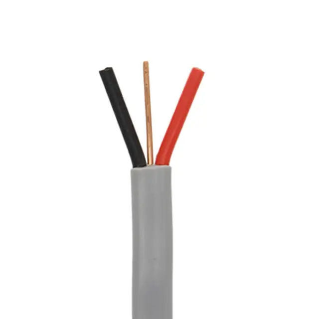 Flat 2 Core 3 Core Cu Conductor Black Sheath Color Customized Size Electric Wire Cable For House