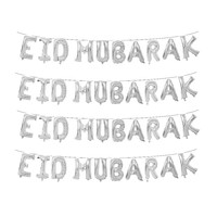 Décorations Eid Mubarak, ensemble de ballons en feuille d'aluminium gonflables en forme de lettres, bannière dorée Ramadan Mubarak