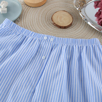 Ensemble de pyjama en coton rayé pour femme avec chemise boutonnée à manches longues et passepoil rouge, tenue d'été décontractée, marque privée