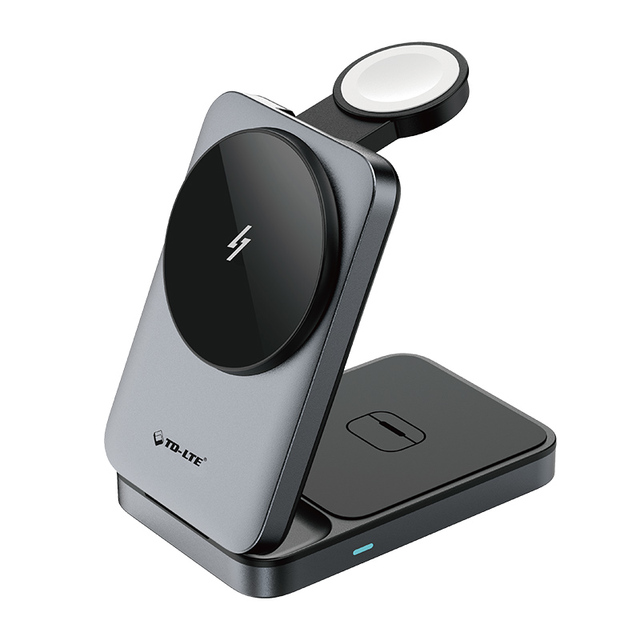 3 in 1 Magnetic Fast Wireless Charger Foldable Portability Intelligent Power Distribution 15W Max