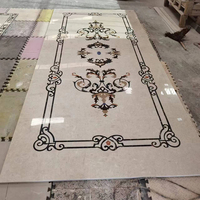 Hôtel Villa Lobby Médaillon Haut De Gamme Pierre Oeuvre Intérieur Fleur Motif Sol Jet D'eau Marbre Médaillon Pierre De Marbre Naturel