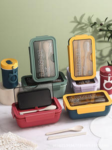 Morandi Portable Eco-Friendly Reusable Heatable Leak-Proof 2-Compartment <b>Bento</b> <b>Box</b> Tiffin <b>Lunch</b> Plastic Lid for <b>Kids</b> Cold Hot - Product Image 6