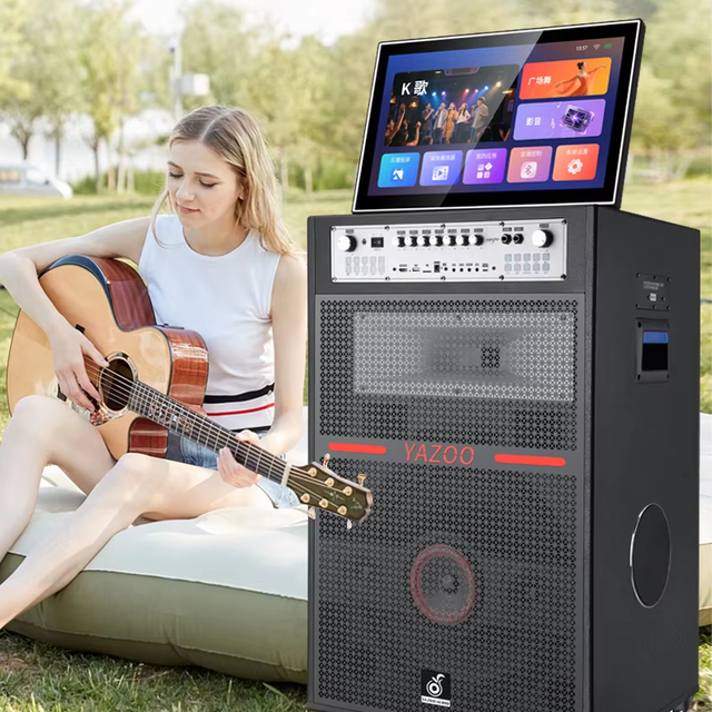 New Portable Karaoke System with Touchscreen and Trolley-Style Speaker, 18-Inch with 22-Inch LED Screen Projector