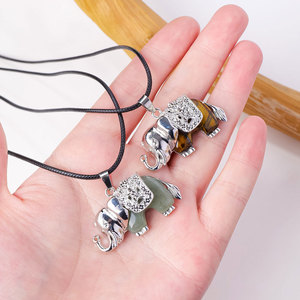 Commercio all'ingrosso di cristallo naturale <span class=keywords><strong>elefante</strong></span> collana di pietre preziose artigianato per le donne degli uomini per gioielli regali souvenir - Product Image 5