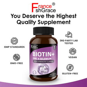 Fabricant de compléments nutraceutiques à base de biotine, zinc et sélénium pour la santé des cheveux, de la peau et des ongles, 400 comprimés de biotine, zinc et sélénium - Product Image 5