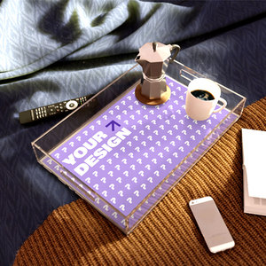 Bespoke Acrylic phục vụ khay với hình ảnh nghệ thuật lucite bàn tổ chức khay với khung ảnh chèn cho tổ chức ngăn kéo lưu trữ - Product Image 2