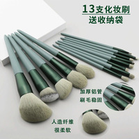 Vente en gros de 13 pinceaux cosmétiques professionnels 6 couleurs pinceaux en fibres synthétiques super douces sac en velours pour maquillage correcteur