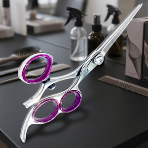 Ciseaux à cheveux professionnels ASAP pour droitiers, à manche long, en acier inoxydable, avec pouce rotatif fixe, pour usage professionnel - Product Image 4