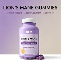 Gummies OEM Mélange de Champignons Crinière de Lion 60 Unités Absorption Optimisée Marque Privée Complément Alimentaire