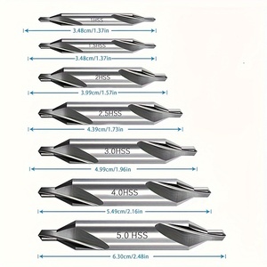 Jeu de 7 forets de centrage HSS <span class=keywords><strong>Meixu</strong></span>, 60 degrés, 1-5 mm, finition argentée, pour outils électriques, perçage de métaux sur tour et travail des métaux - Product Image 2