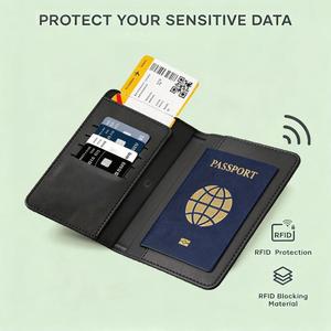 Porte-passeport personnalisé <span class=keywords><strong>Apple</strong></span> Find My & Google <span class=keywords><strong>Android</strong></span> en cuir PU avec blocage RFID, charge sans fil, GPS, porte-passeport de voyage - Product Image 2