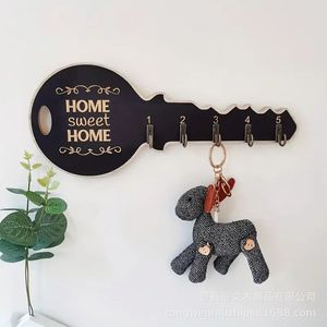 Home Sweet Home Key Shape Wall <b>Hook</b> 32cm Wooden Keychain Holder For Bedroom Living Room Storage - Product Image 5