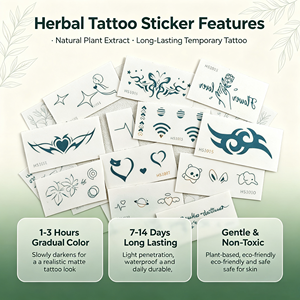 Tatuaggi Temporanei a Base di Erbe Jagua Personalizzati, Semi-Permanenti, Durata 2 Settimane, per Mezzo Braccio, Impermeabili, a Base di Succo Vegetale - Product Image 4
