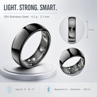 Bague connectée Q520 pour hommes et femmes avec IA, ECG, fréquence cardiaque, oxygène sanguin, tension artérielle, suivi du sommeil et de la forme physique, chargement magnétique