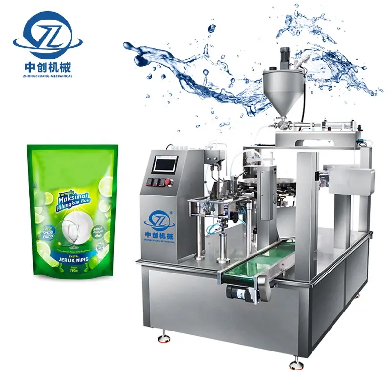 Çin otomatik şekilli çanta Doy kılıfı dolum paketleme makineleri viskoz sabun yıkama sıvısı deterjanı Doypack paketleme makinesi