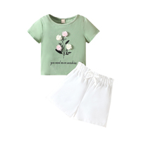 Ensemble Vêtements Été Décontracté Personnalisé Fille en Bas Âge, Ensemble Deux Pièces Mode Bébé Filles Coton T-shirt Manches Courtes Jupe Courte