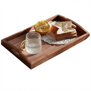Plateau en bois de noyer noir de luxe, empilable, rectangulaire, carré, rustique, de haute qualité, en gros, pour les pâtes, les gâteaux, les plateaux à café - Product Image 3