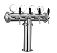 Distributeur de bière artisanale en acier inoxydable de type T à quatre têtes avec éclairage LED, machine à bière pression réfrigérée, tour à bière
