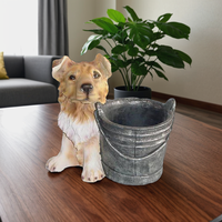 Pot de fleurs en résine artisanal écologique personnalisé, support de pot de fleurs en forme de chien mignon pour la décoration de la maison et du jardin