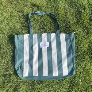 Bolsa de Playa de Lona a Rayas de Algodón Suave para Mujer, Personalizable con su Logotipo, Gran Capacidad - Product Image 4