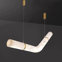 Lustre en albâtre au design populaire, luminaire suspendu en marbre, lustre en albâtre pour salon