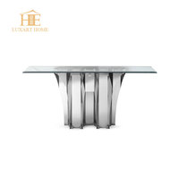 Meubles miroir pour la maison, table de couloir en métal de luxe, console moderne avec plateau en verre à vendre