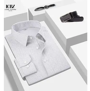 Polyester Spandex Men Cotton Formal White French Cuffs Button Down Full Sleeve Short Long Dress Shirts for Gents