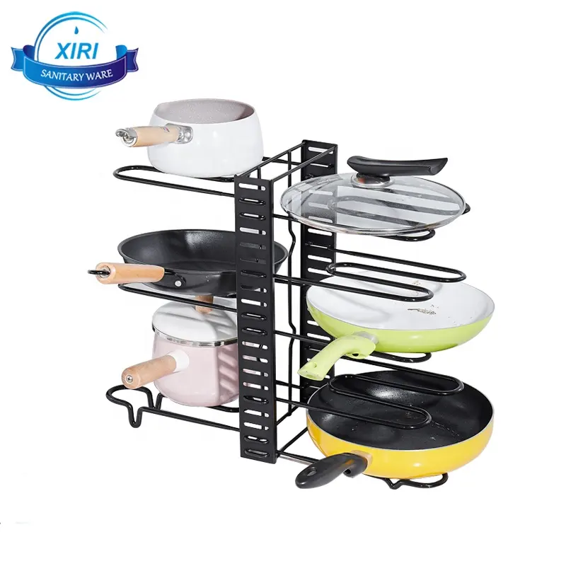 Scaffali da cucina in metallo nero opaco all'ingrosso scaffali da cucina moderni senza chiodi per pentole da cucina KF1004