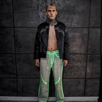 Jeans en denim phosphorescents personnalisés, pantalon streetwear néon unisexe homme femme