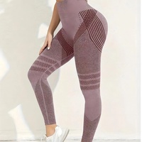 Leggings de yoga sans couture ultra-élastiques taille haute effet push-up en Spandex/Nylon pleine longueur pour femme