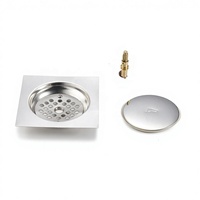 Siphon de sol escamotable en acier inoxydable avec pédale, anti-odeur et anti-insectes, pour douche carrée, salle de bain et hôtel (vente en gros)