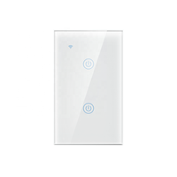 Commutateur Wifi US 2 gangs en gros avec interrupteur de lumière en verre tactile Wifi intelligent 220V 2.4GHz fonctionne avec la commande vocale Google Alexa