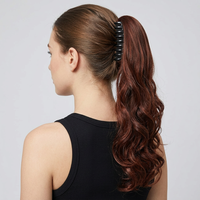 Extension de queue de cheval à pince banane 24 pouces 120g, effet naturel ondulé et volumineux, en fibre haute température, pour toutes les occasions
