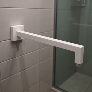 Bras de douche carré 40 cm blanc mat, accessoire de robinetterie de salle de bain - Product Image 3