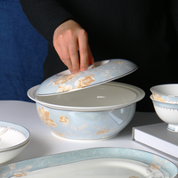 Service de table en porcelaine fine personnalisé, style chinois, vaisselle en porcelaine osseuse pour mariage, idéal pour un cadeau