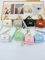 Mini sac de luxe en cuir PU, porte-clés, pendentif pour sac, accessoires féminins, petit sac pour écouteurs, porte-monnaie boutique, pendentif porte-clés