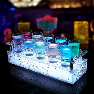 Glowing <b>Rainbow</b> Cocktail Holder Frosted Ice Style Shot Glass Set For Bar Party 10pcs - Product Image 1