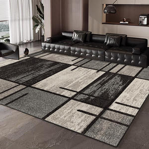 พรมห้องนั่งเล่นสไตล์อิตาลีหรูหราเบาๆ รูปทรงสี่เหลี่ยมผืนผ้า ลายเรขาคณิต ผ้ากำมะหยี่คริสตัล กันคราบสกปรก ใช้ในบ้าน ดีไซน์ใหม่ปี 2025 - Product Image 5