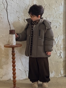 Unisex trẻ em của mùa đông xuống áo khoác trắng vịt Polyester/Nylon rửa sạch Windproof trùm đầu dây kéo túi 6-13y ODM/OEM bán buôn - Product Image 5