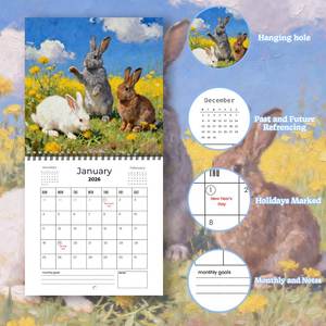 Calendario <span class=keywords><strong>da</strong></span> Parete Mensile 2026-2027 <span class=keywords><strong>di</strong></span> Alta Qualità, Calendari Personalizzati con Coniglietto Carino per Pianificazione a Lungo Termine <span class=keywords><strong>di</strong></span> Affari e Accademica - Product Image 5