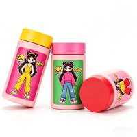 Pot en verre rose inviolable de 90/180 ml avec fenêtre, résistant aux enfants, hermétique, pour bonbons gélifiés, fleurs et herbes, avec fermeture CRC