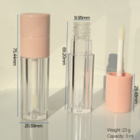 Tubes de gloss à lèvres en gros, emballage personnalisé de tubes d'huile à lèvres avec pinceau, tubes de gloss à lèvres vides ronds de 3 ml