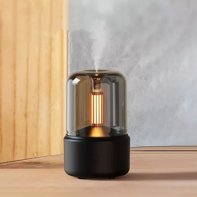 Home Decor Ultrasonic Fragrant Air Humidifier Aroma Essential Oil Candlelight Diffuser for Home Office Use