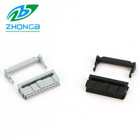 Conector de cable plano IDC FC de 2.54mm, tipo corneta, rectangular de tres piezas, negro/gris, con cabezal de prensado para cableado eléctrico