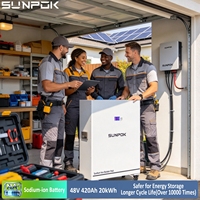 Batterie au sodium SUNPOK 20 kWh 48 V 400 Ah, 10 000 cycles, système de stockage d'énergie solaire domestique, communication CAN RS485