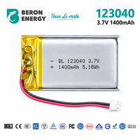Paket Baterai Li-Polymer 3.7V 1400mAh 123040 untuk Monitor Bayi dengan Kabel UN38.3 MSDS